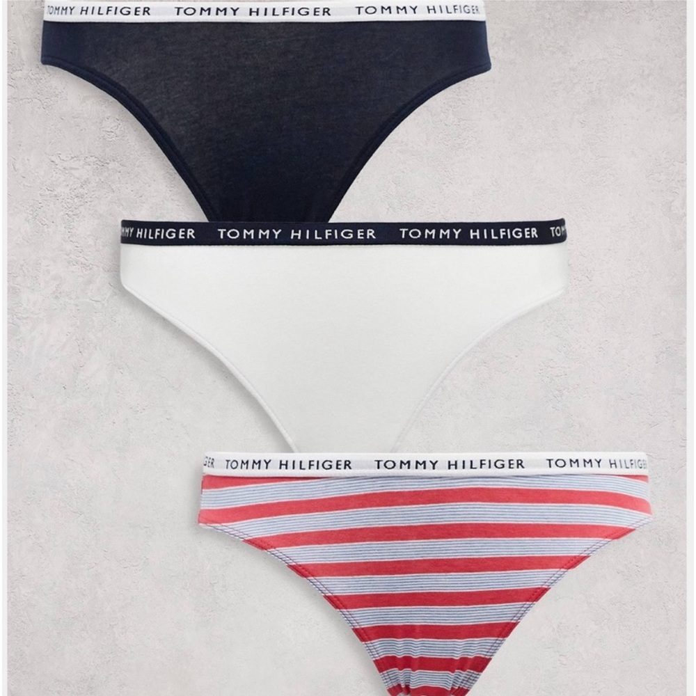 NWT Tommy Hilfiger Women's Solid & Striped Essentials 3 Pack Briefs